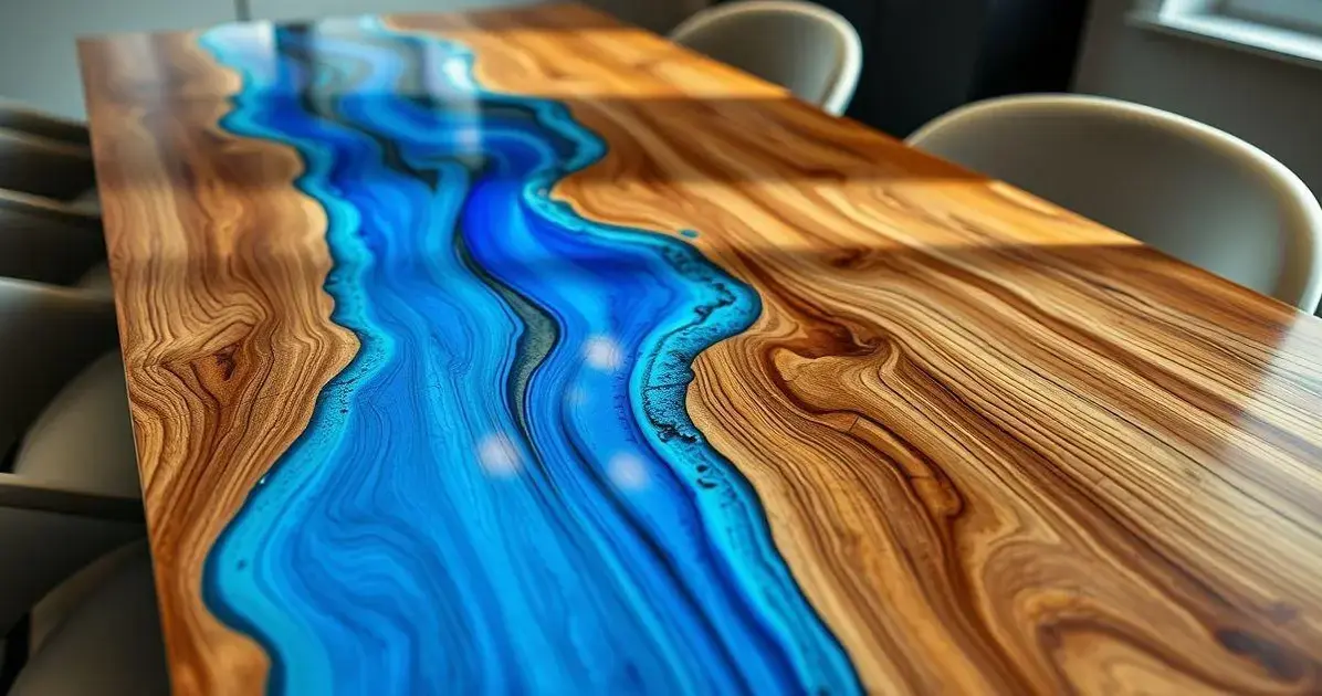 Mesa de jantar com resina epoxi Mesa de jantar com resina epoxi