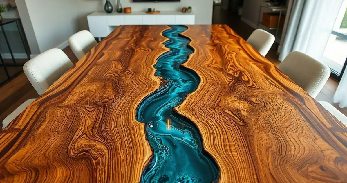 Mesa de jantar com resina epoxi Mesa de jantar com resina epoxi