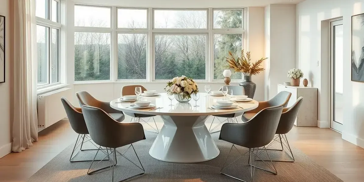 Mesa de jantar resinada branca