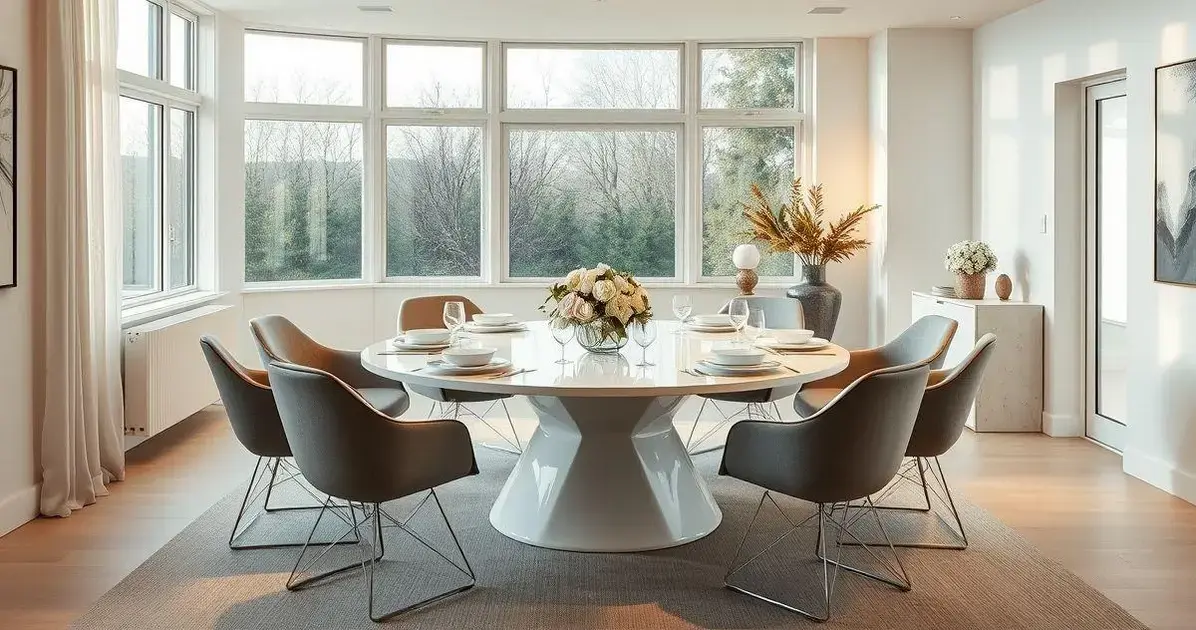 Mesa de jantar resinada branca