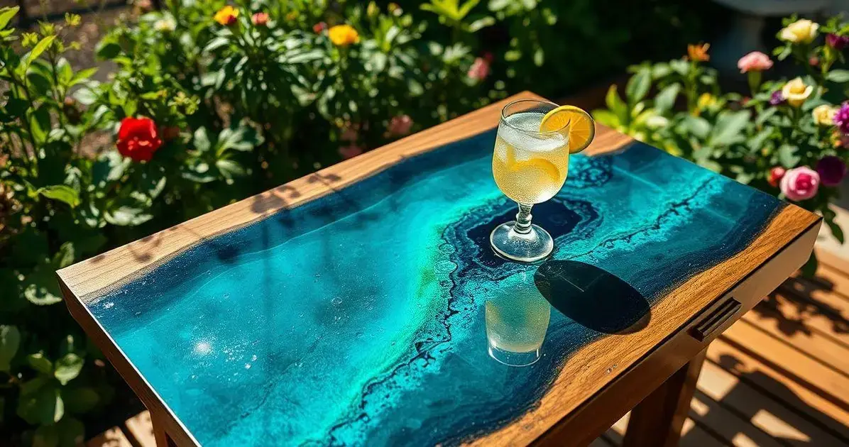 Mesa de madera con resina epoxi