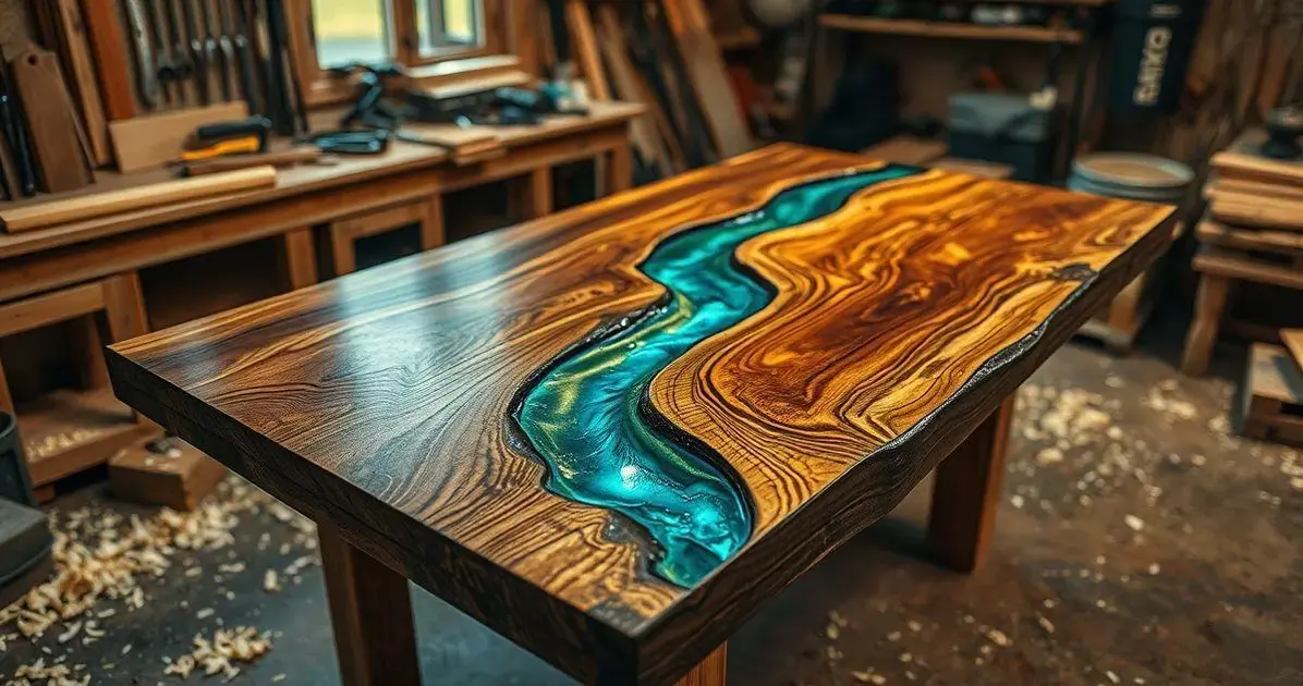 Mesa de madera con resina epoxi