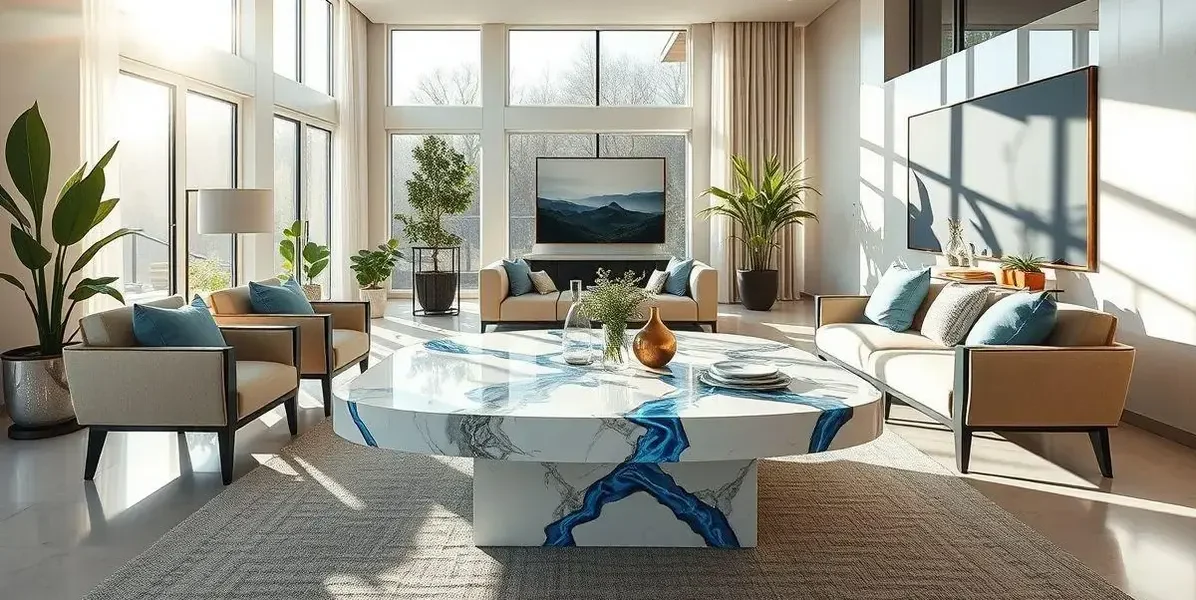 Mesa de marmore e resina