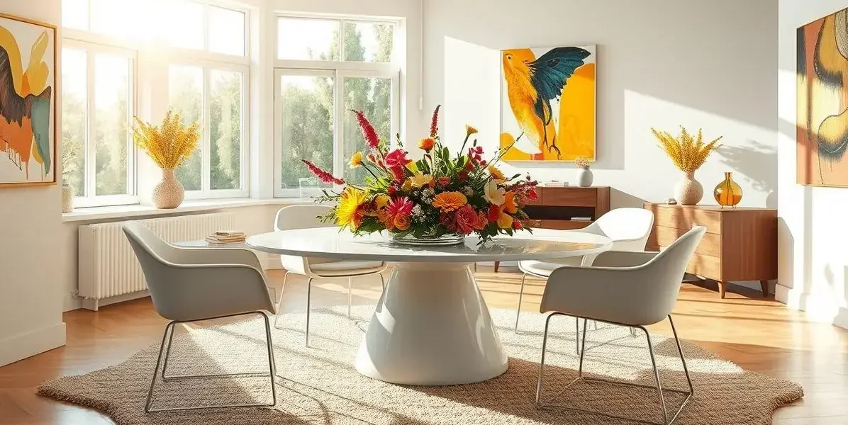 Mesa de resina branca quadrada