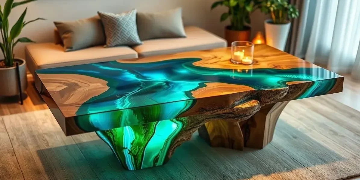 Mesa de rio de resina