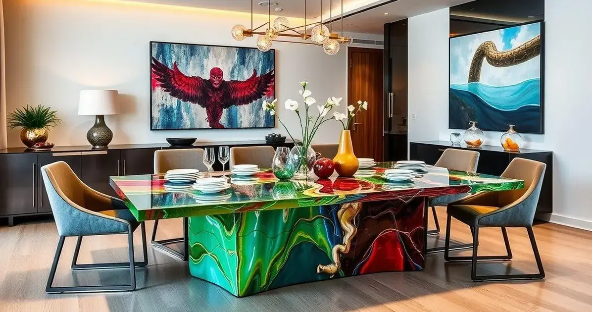 Mesa resinada de jantar