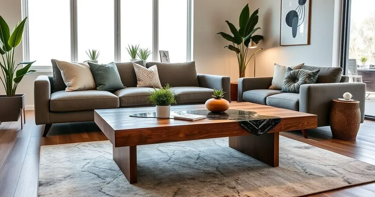 Ambientes com mesa de madeira com resina