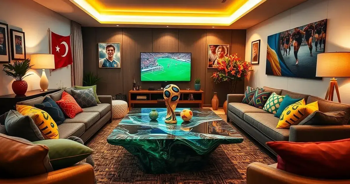 Ambientes copa do mundo com mesa de resina