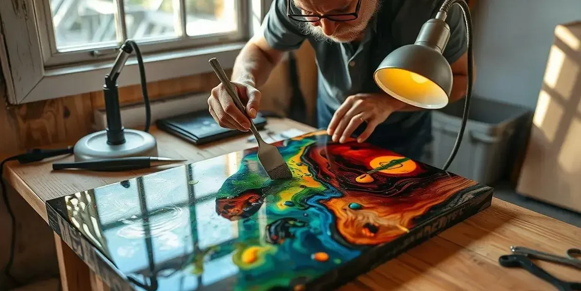 Aplicador de resina em mesa