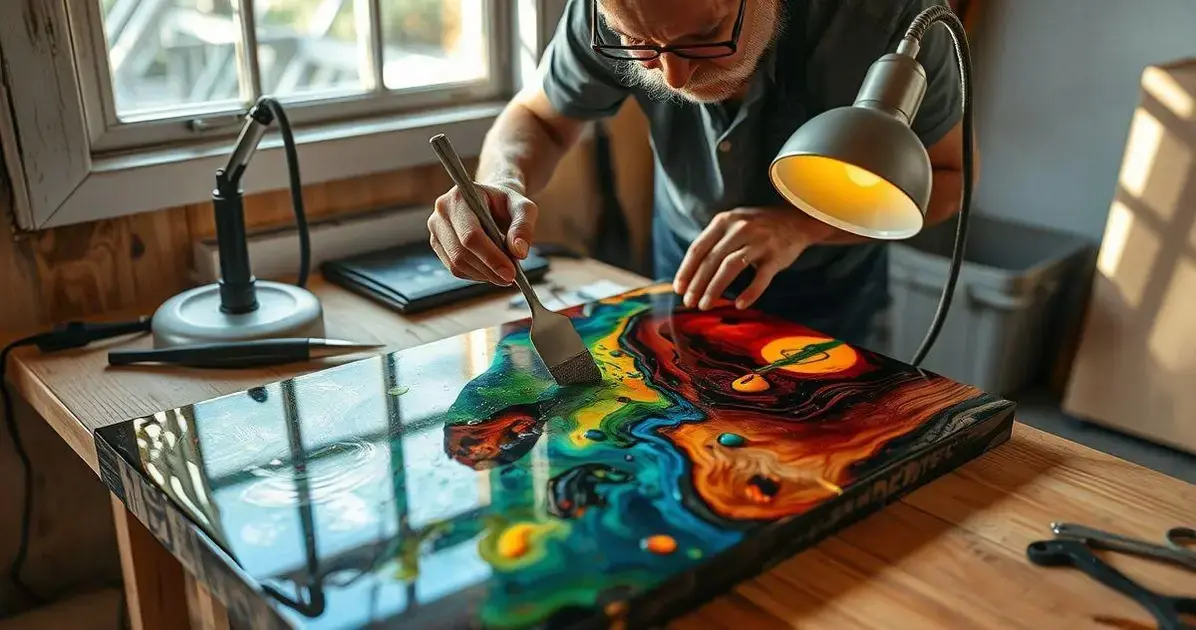 Aplicador de resina em mesa