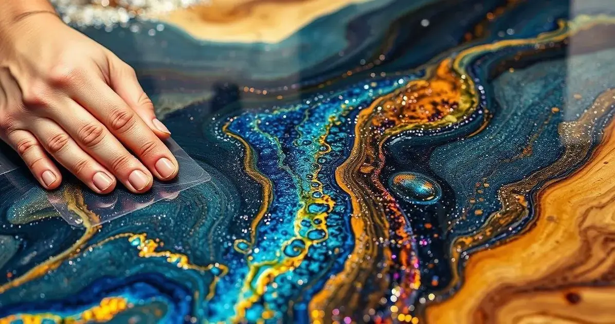 Aplicação de resina acrilica em mesa