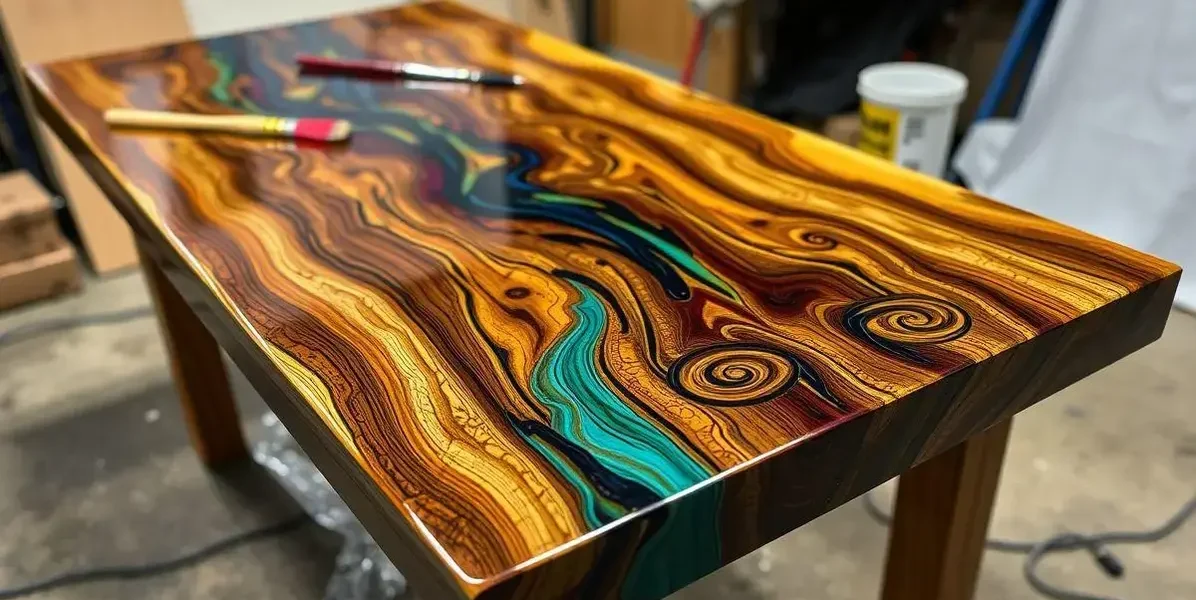 Aplicação de resina acrilica em mesa