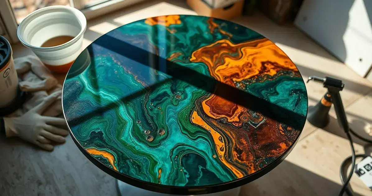 Aplicação de resina em mesa