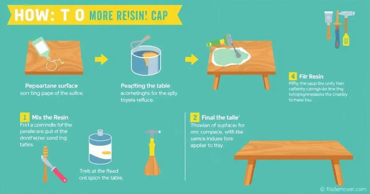 Aplicação de resina em mesa