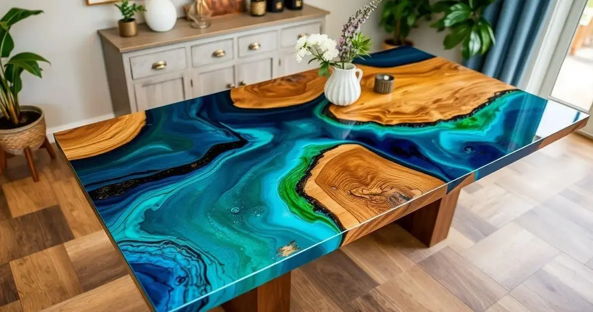 Aplicação de resina em mesas Aplicação de resina em mesas