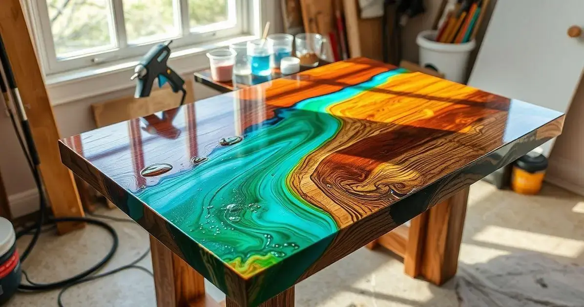 Aplicação de resina em mesas Aplicação de resina em mesas