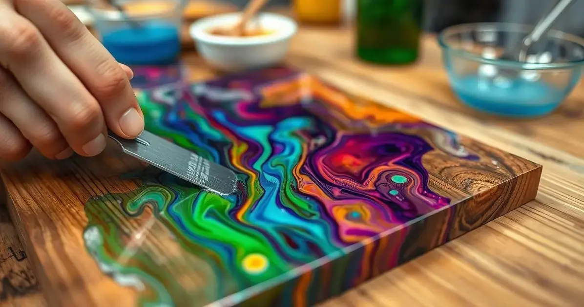 Aplique de resina em mesa Aplique de resina em mesa