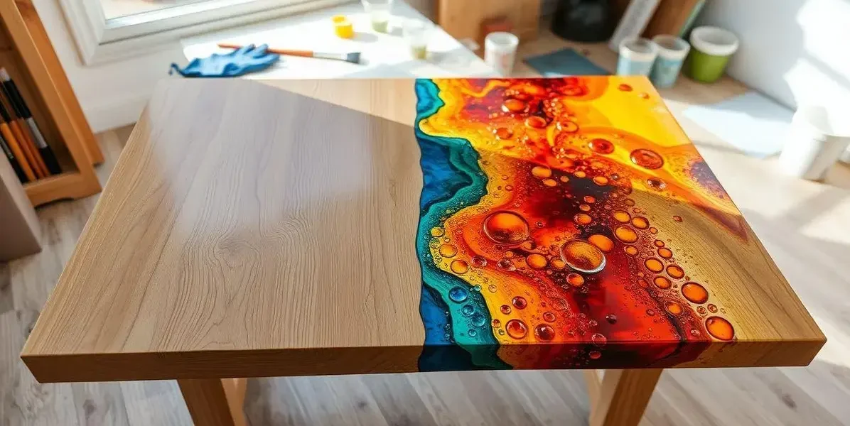 Aplique de resina em mesa