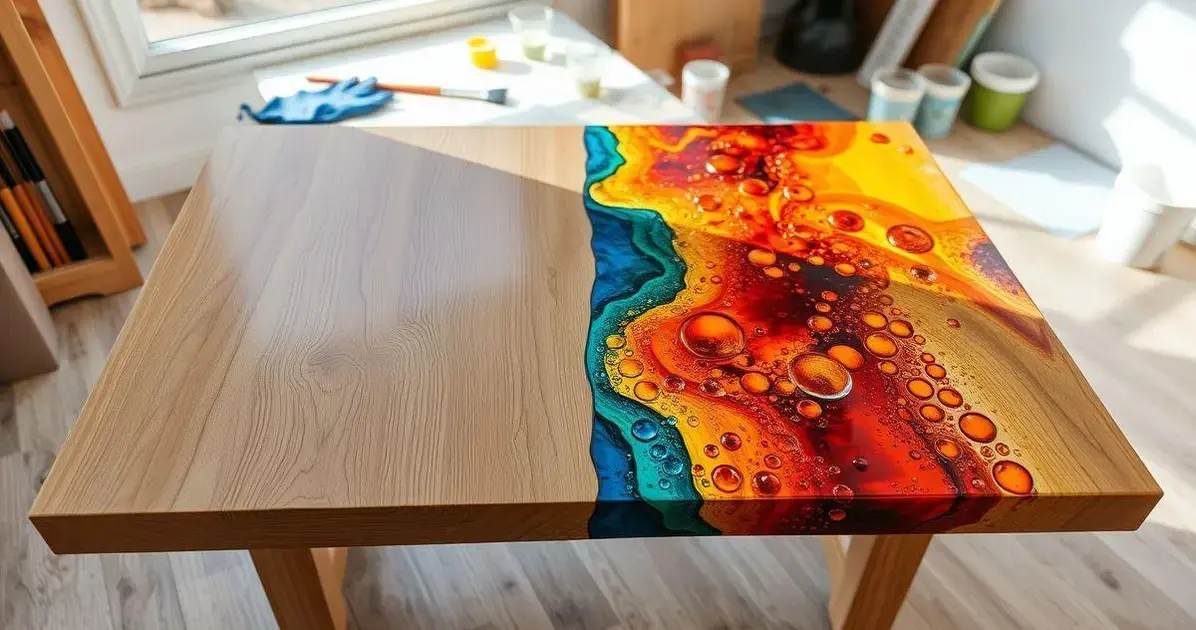 Aplique de resina em mesa Aplique de resina em mesa