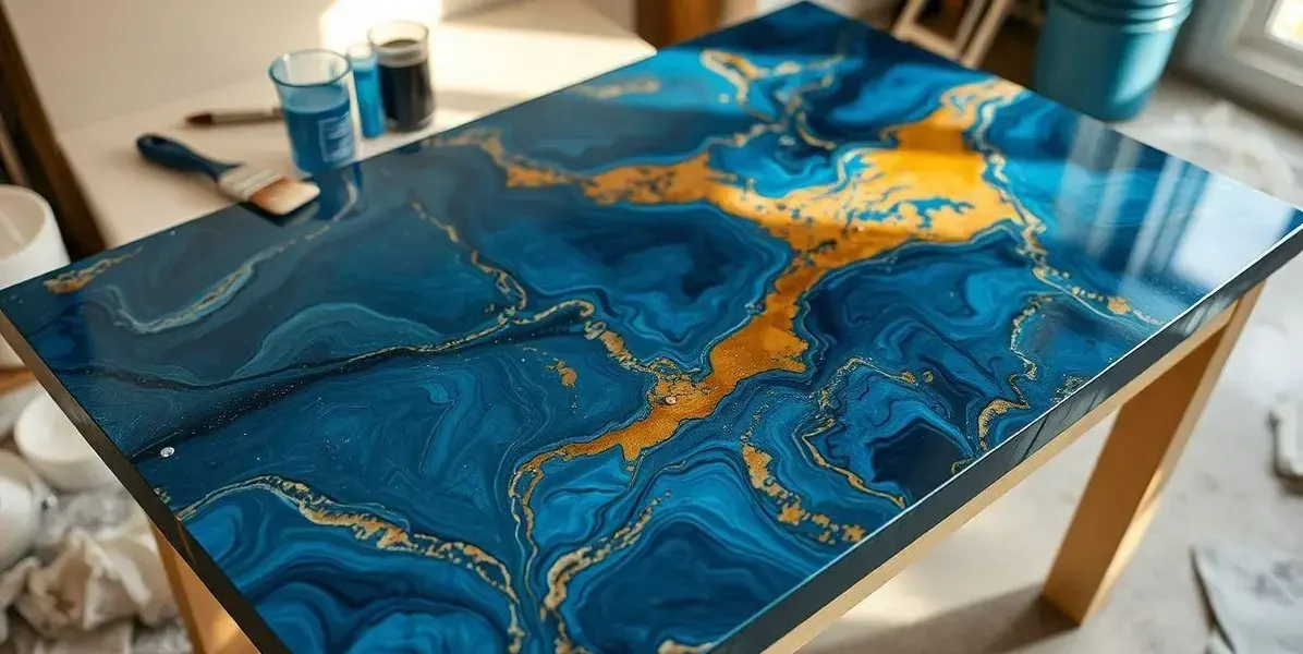 Aplique de resina para mesa de mdf