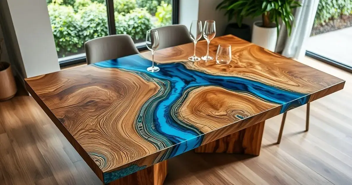 As primeiras mesas resina e madeira efeito de rio As primeiras mesas resina e madeira efeito de rio
