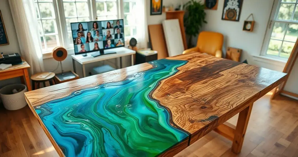 Aulas online de como fazer mesas de madeira com resina