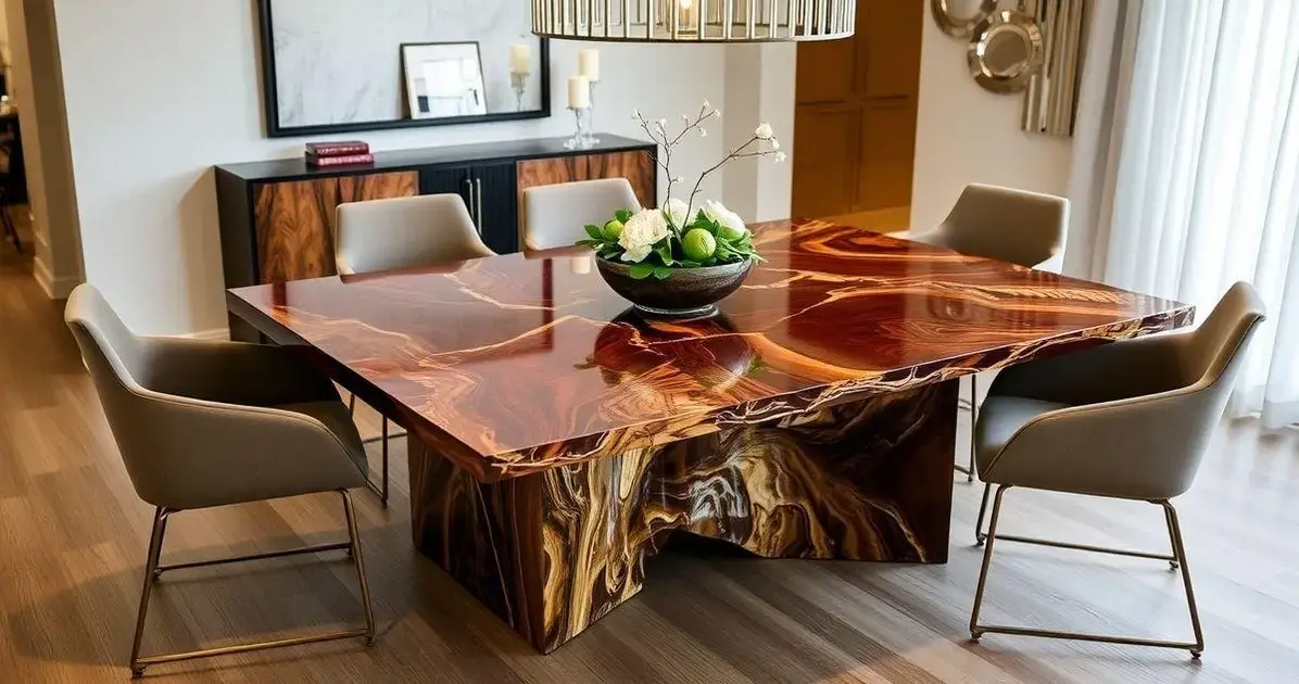 Mesas de madeiras com resinas