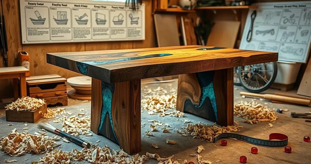 Passo a passo mesa de madeira com resina Passo a passo mesa de madeira com resina