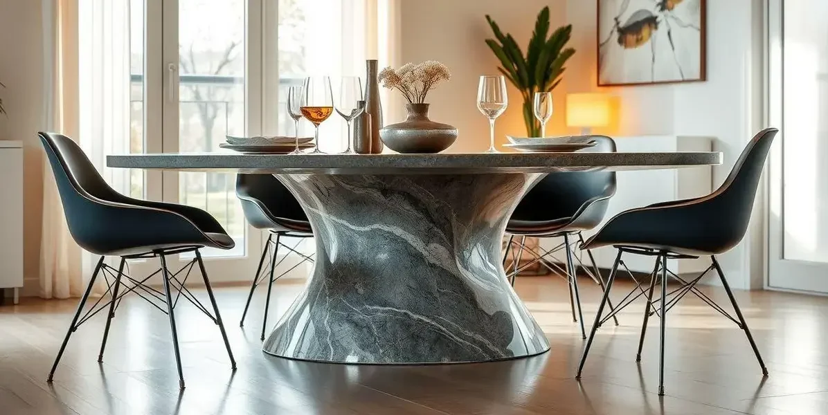 Base de mesa em acabamento em cimento e resina