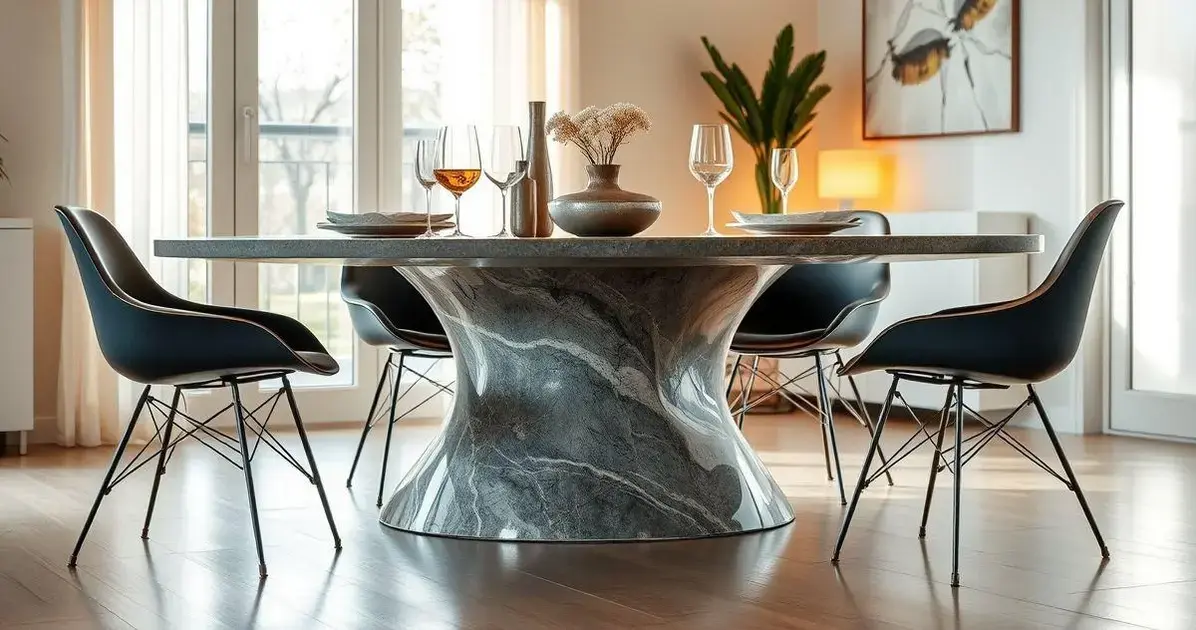 Base de mesa em acabamento em cimento e resina