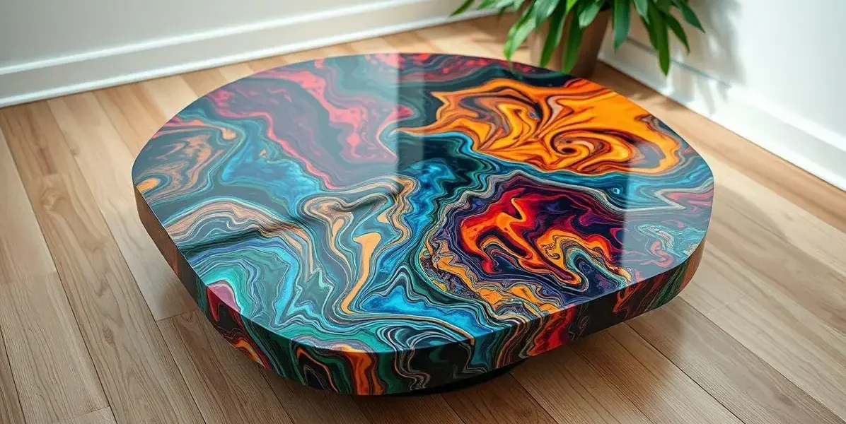 Base de mesa em resina epoxi