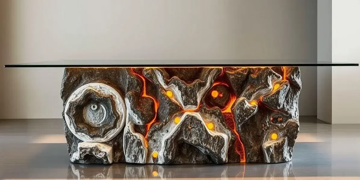 Base de mesa em resina pedreira