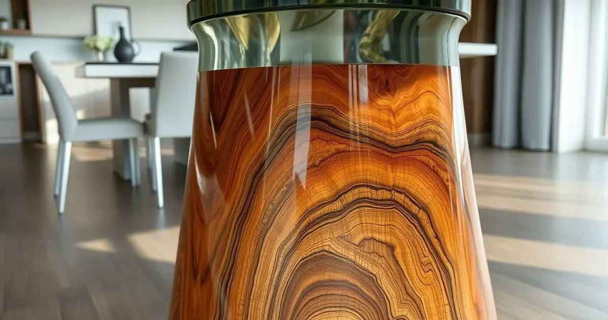 Base para mesa de jantar com resina incolor