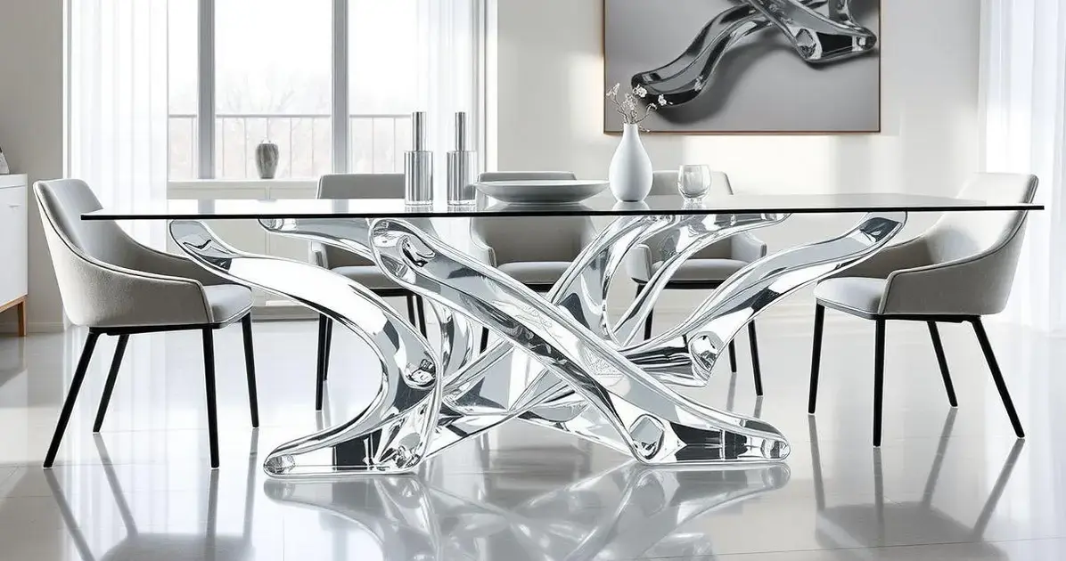 Base para mesa de jantar feita com resina cristal