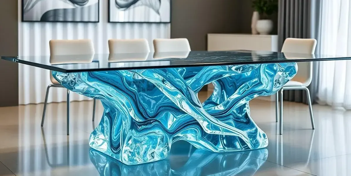 Base para mesa de jantar feita com resina cristal