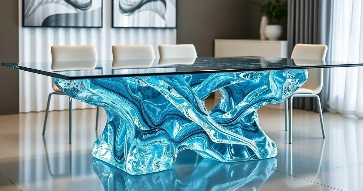 Base para mesa de jantar feita com resina cristal