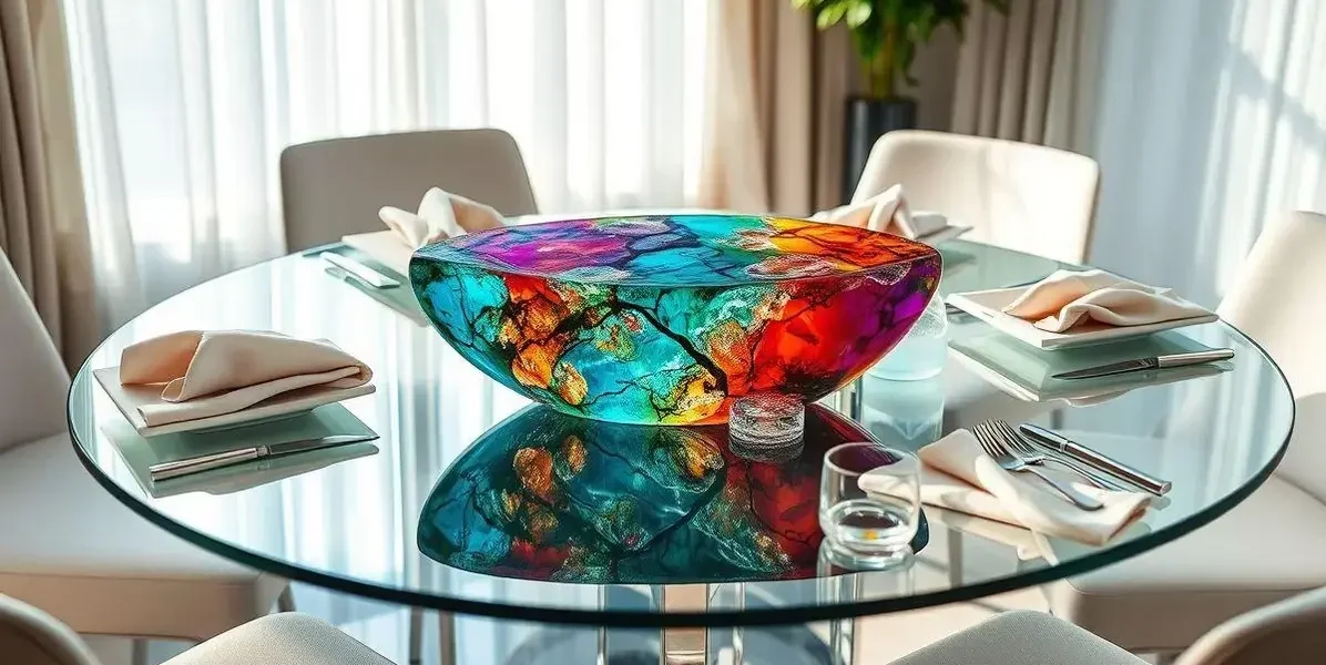 Centro para mesa de vidro em resina