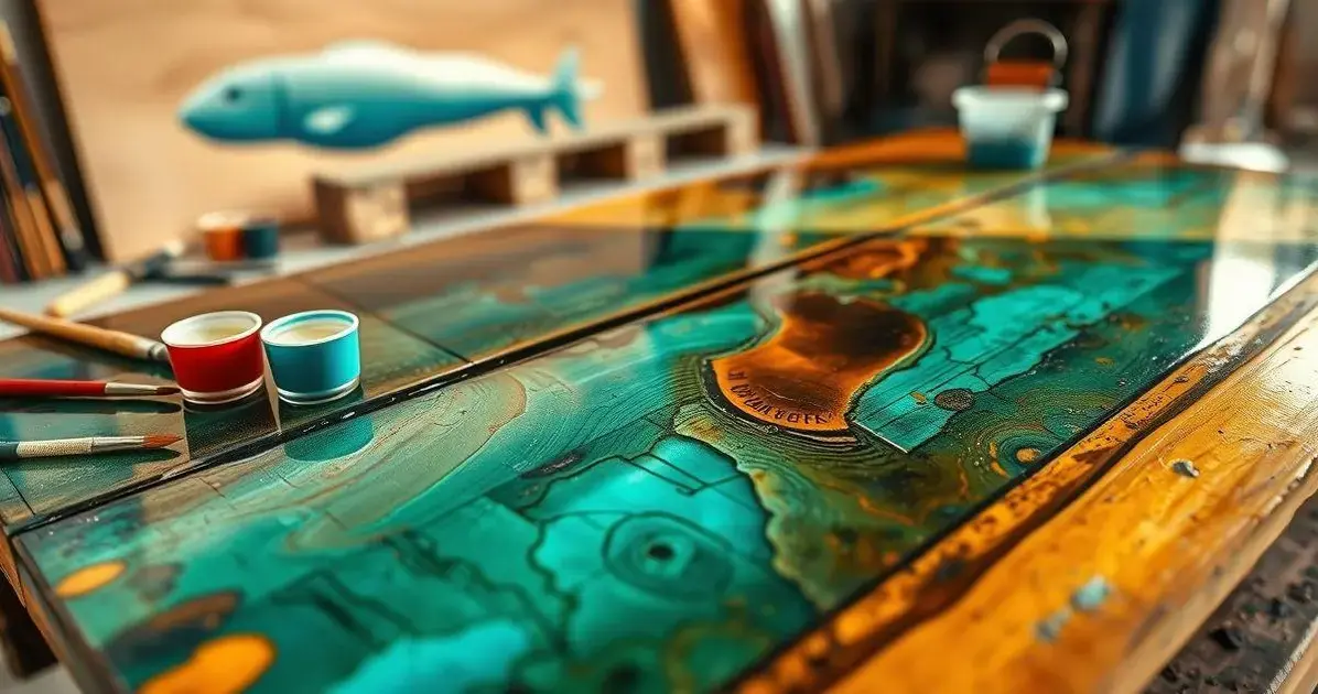 Cobri mesa de palete com resina