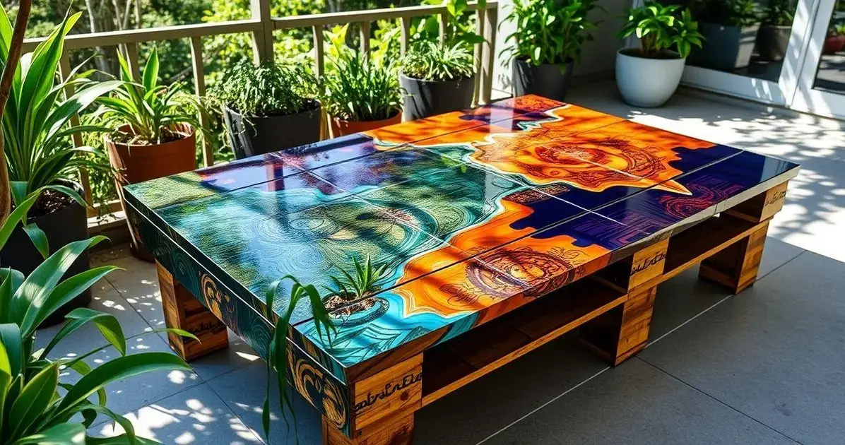 Cobri mesa de palete com resina