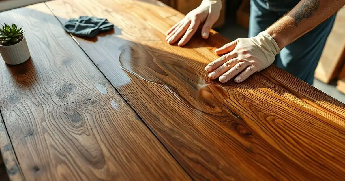 Colocar resina em mesa de madeira