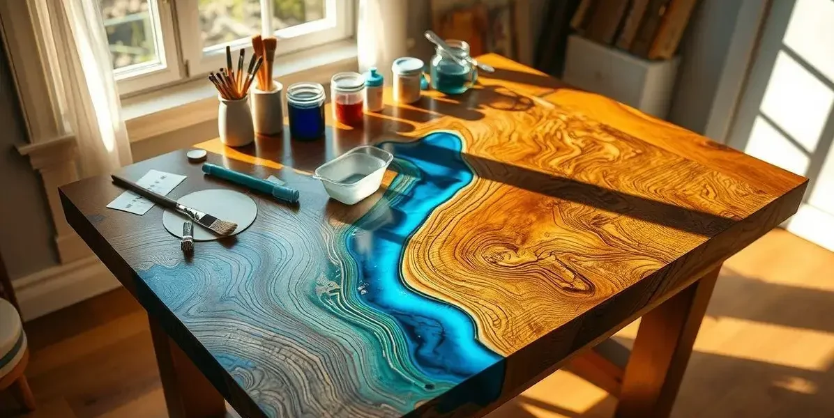 Colocar resina em mesa de madeira