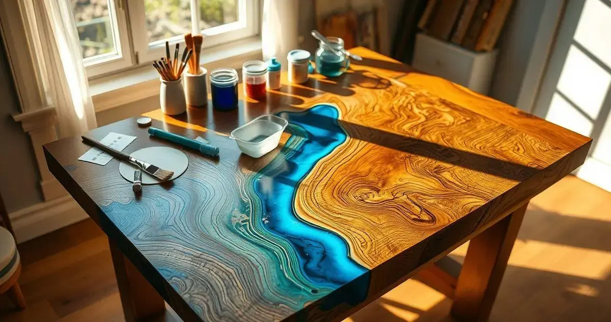 Colocar resina em mesa de madeira