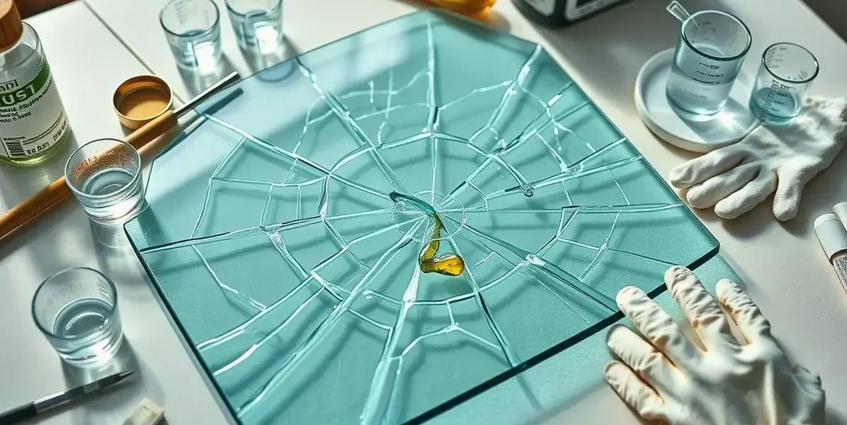 Colocar resina em mesa de vidro quebrado