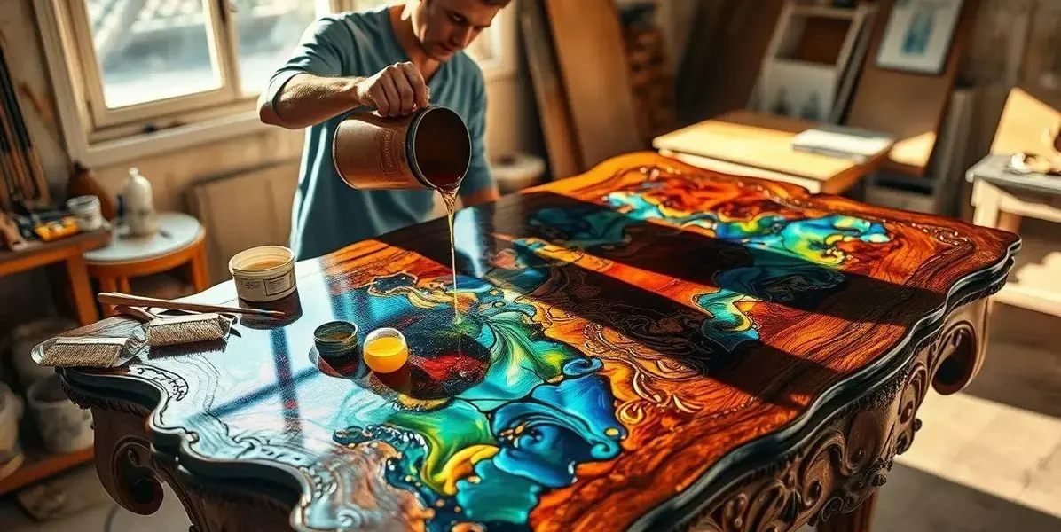 Como aplicar resina e mesa de madeira