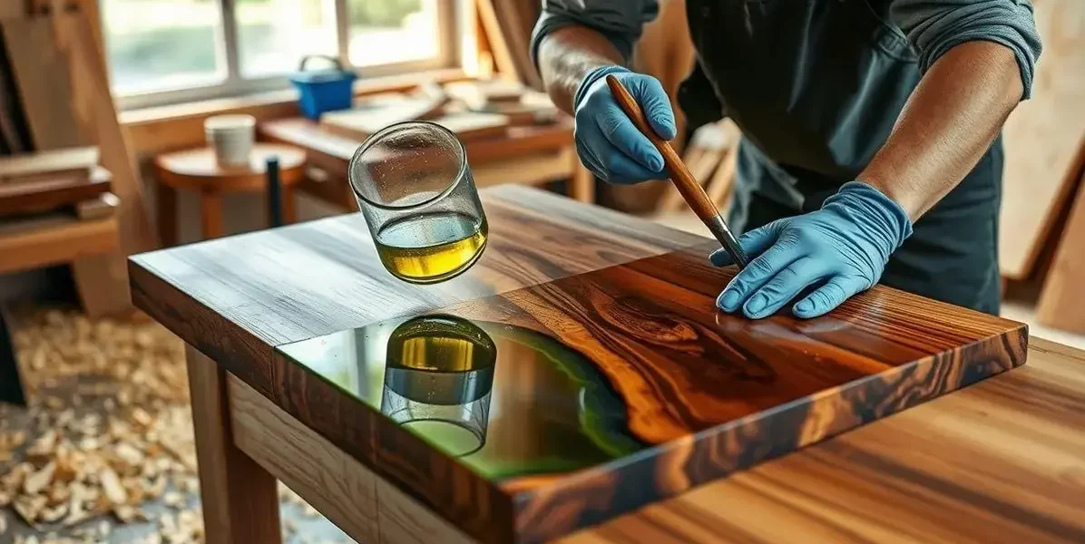 Como aplicar resina em mes de madeira