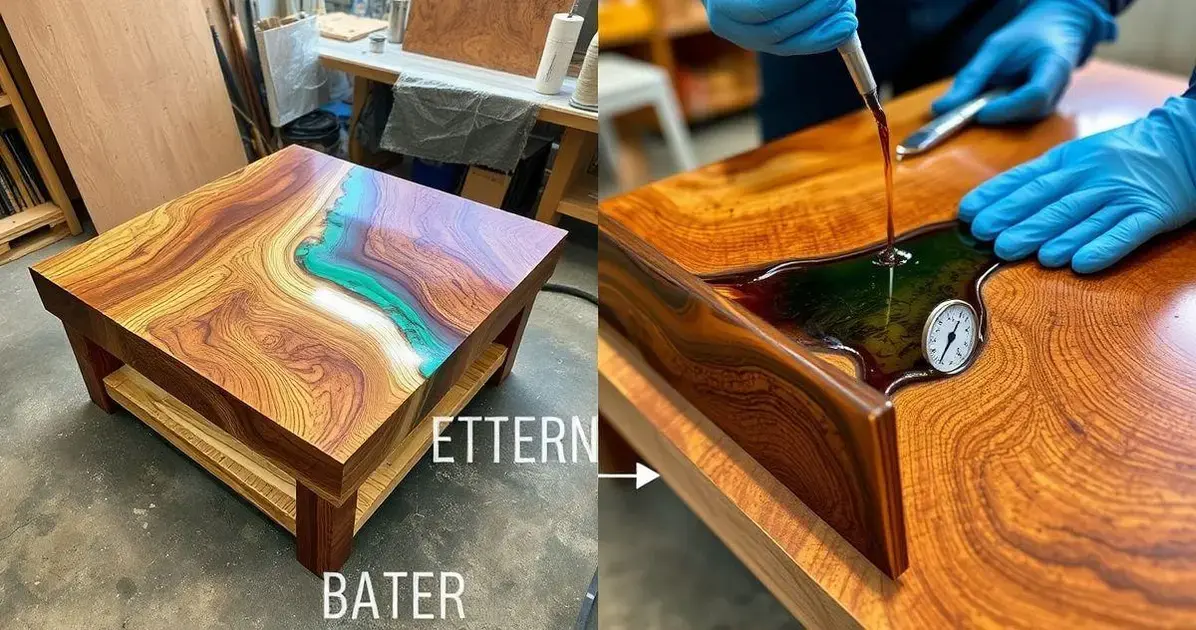 Como aplicar resina epoxi na mesa de centro madeira Como aplicar resina epoxi na mesa de centro madeira