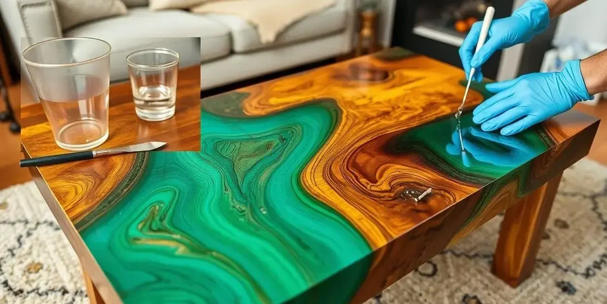 Como aplicar resina epoxi na mesa de centro madeira