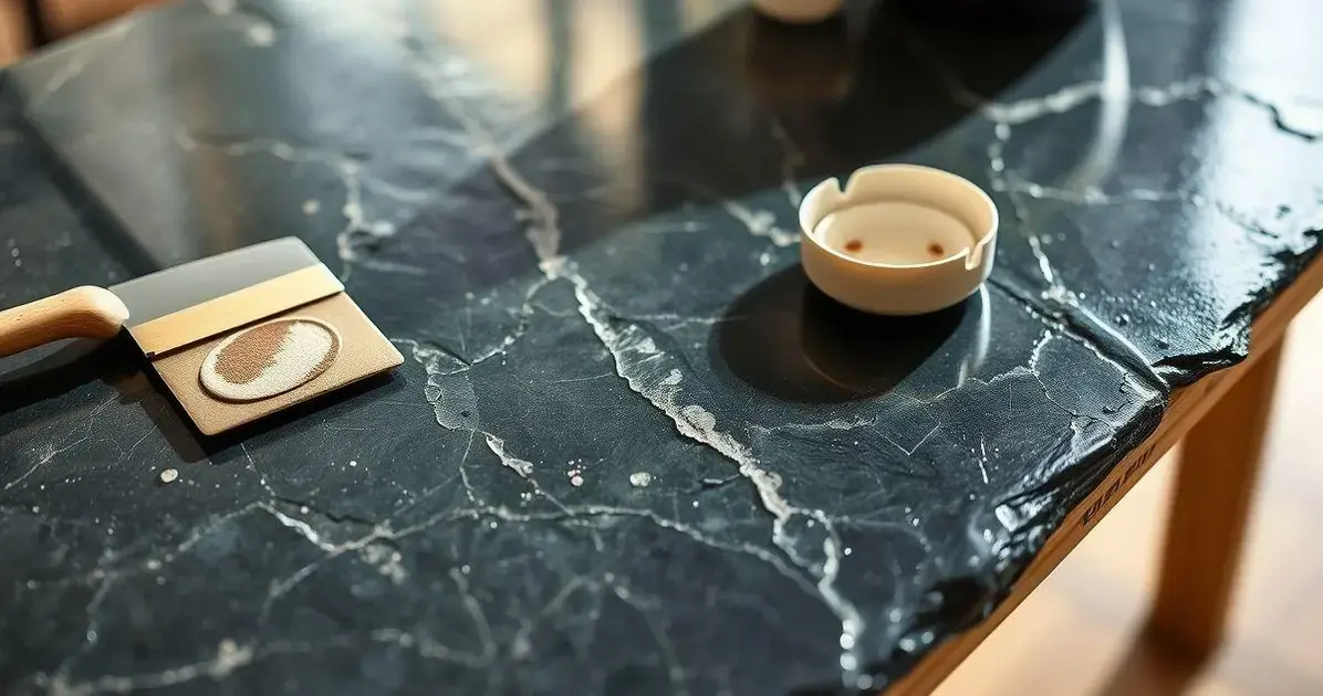 Como cobrir uma mesa de ardósia com resina transparente Como cobrir uma mesa de ardósia com resina transparente