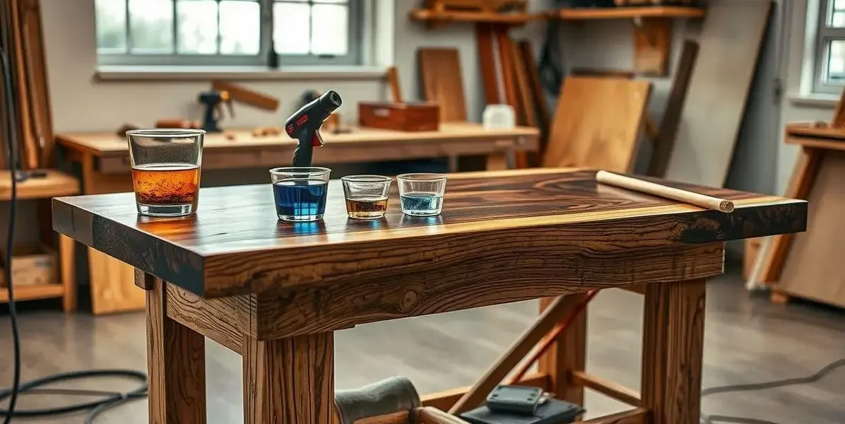 Como colocar resina epoxi em mesa de madeira