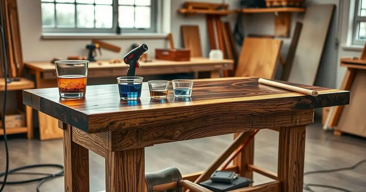 Como colocar resina epoxi em mesa de madeira Como colocar resina epoxi em mesa de madeira